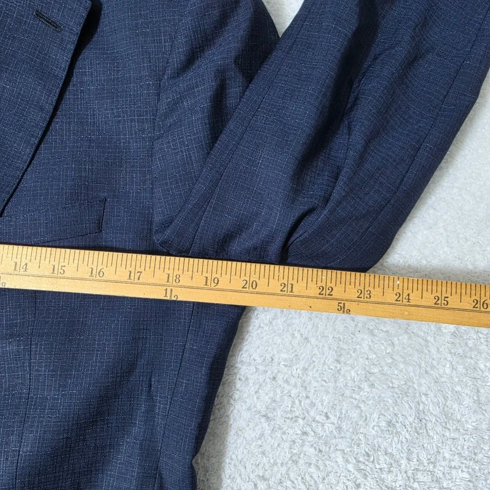 Hugo Boss Lanificio Tesse Biella Mens 40 Blazer Blue Wool L/S Textured